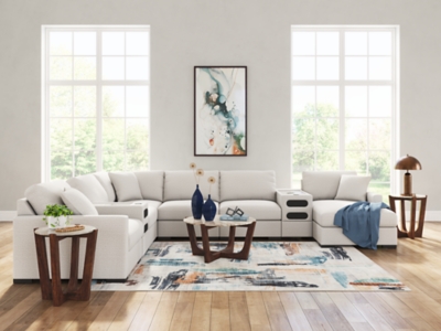 Omaha by Ashley 8-Piece Sectional with Audio System and Chaise, Stone, rollover