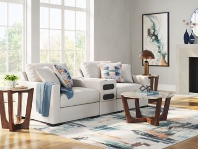 Omaha by Ashley 3-Piece Sectional Loveseat with Audio System, Stone, rollover