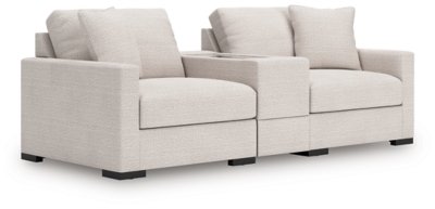 Omaha by Ashley 3-Piece Sectional Loveseat with Storage Console, Stone, large