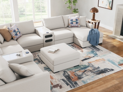 Omaha by Ashley 8-Piece Sectional with Audio System and Chaise, Stone, large