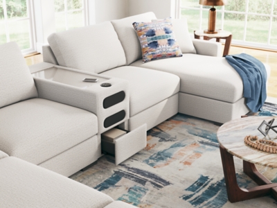Omaha by Ashley 8-Piece Sectional with Audio System and Chaise, Stone, large