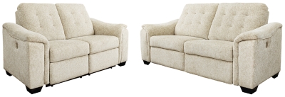 Beaconfield Power Reclining Sofa and Loveseat, Sandstone