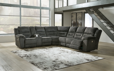 Nettington 4-Piece Power Reclining Sectional, Smoke