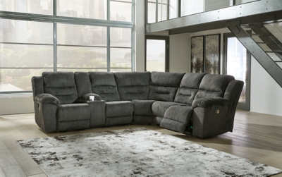 Nettington 3-Piece Power Reclining Sectional, Smoke