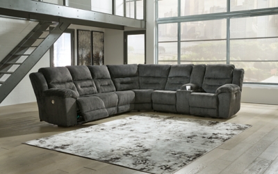 Nettington 4-Piece Power Reclining Sectional, Smoke