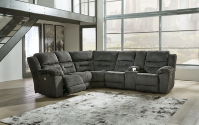 Nettington 3-Piece Power Reclining Sectional, Smoke