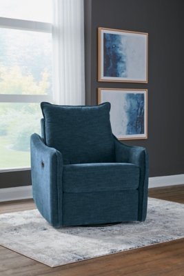 McBurg Swivel Power Recliner, Navy, rollover