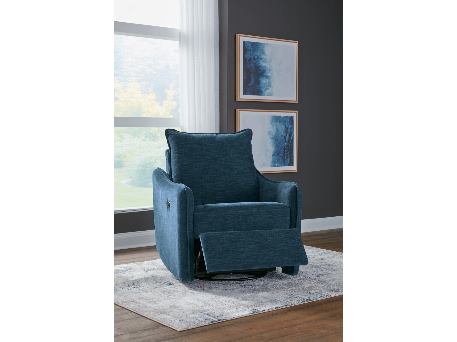  McBurg Swivel Power Recliner Navy 