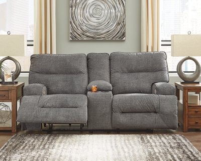 Coombs Power Reclining Loveseat with Console, Charcoal