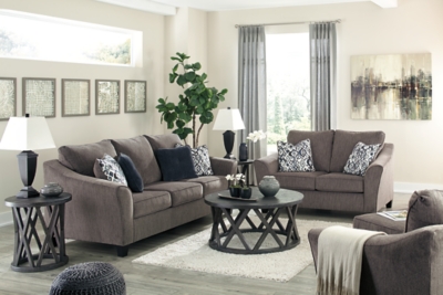 The Nemoli queen sofa sleeper sets the scene for a modern space full of casual flair. Its textured chenille with solid microfiber upholstery provides a luxuriously soft feel that’s inviting. Gently flared arms and plush seat cushions welcome comfort and relaxation. The on-trend slate-colored upholstery offers a perfect background for the four decorative pillows to pop with beauty. Pull-out queen mattress in quality memory foam comfortably accommodates overnight guests.Polyester/textured chenille with solid microfiber upholstery | High-resiliency foam cushions wrapped in thick poly fiber | Corner-blocked frame | Exposed tapered feet | Loose back and seat cushions; non-reversible | Included bi-fold queen memory foam mattress sits atop a supportive steel frame | Memory foam provides better airflow for a cooler night’s sleep | Includes 2 button-tufted pillows and 2 accent pillows made of polyester fabric