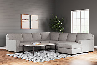 Ashlor Nuvella® 5-Piece Sectional with Chaise, Slate, large