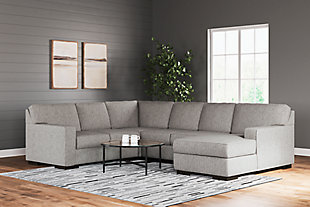 Ashlor Nuvella® 4-Piece Sectional with Chaise, Slate, rollover