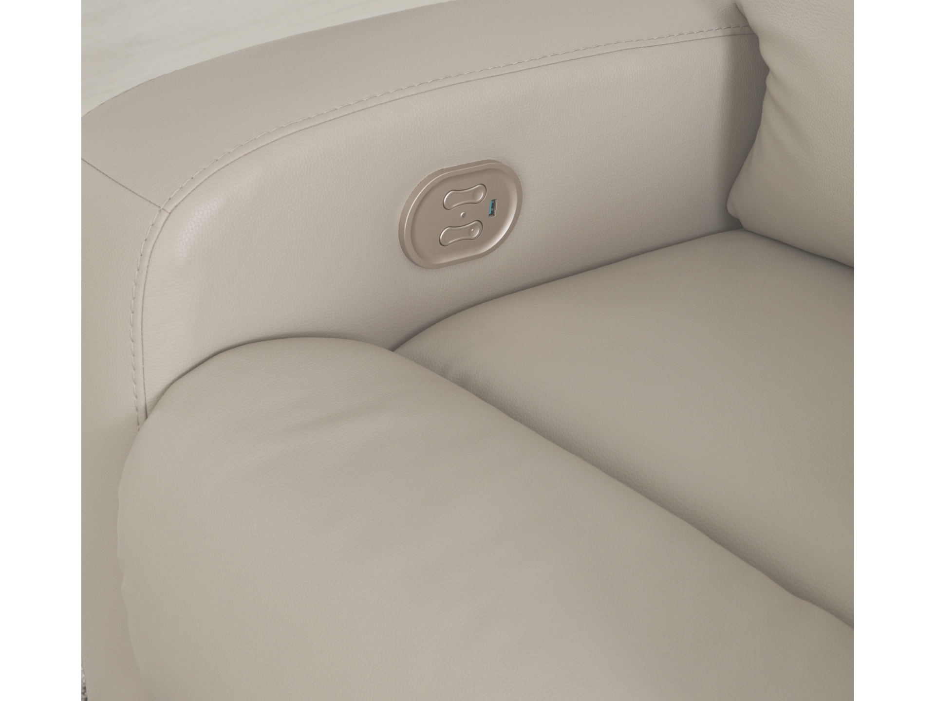Image 2 of Ryversans Dual Power Recliner Dove Gray