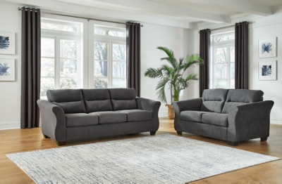 Miravel Sofa and Loveseat, Gunmetal