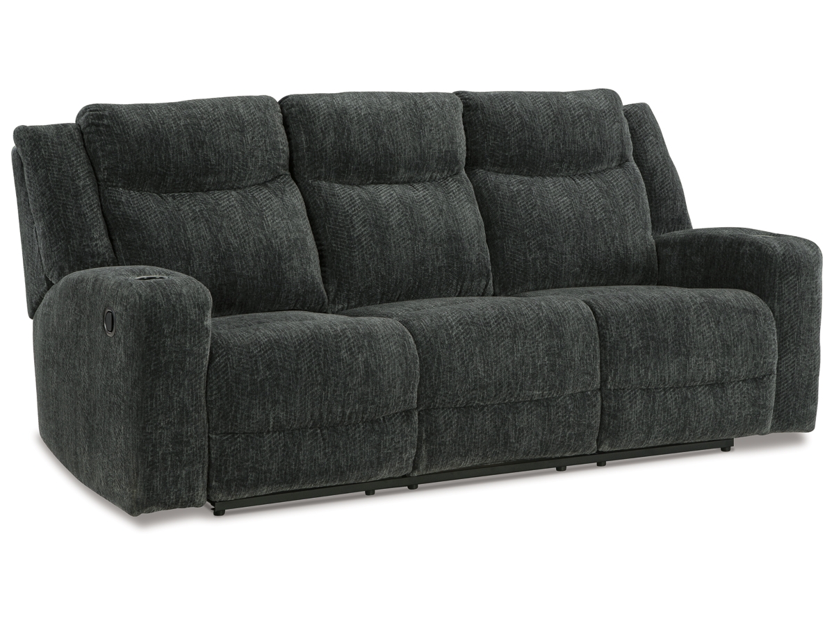 Martinglenn Manual Reclining Sofa with Drop Down Table | Ashley 