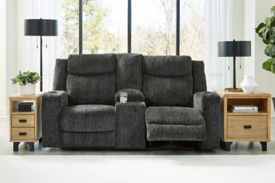 Martinglenn Manual Reclining Loveseat with Console, Ebony