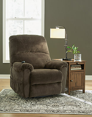Shadowboxer Power Lift Recliner, Chocolate, rollover