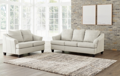 Genoa Leather Sofa and Loveseat, Coconut