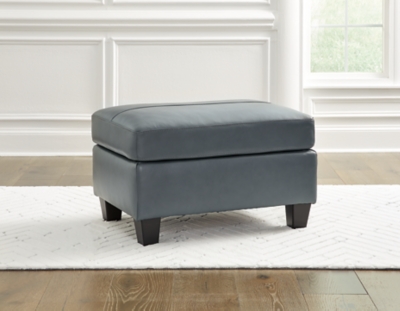 Genoa Leather Ottoman Leather, Steel