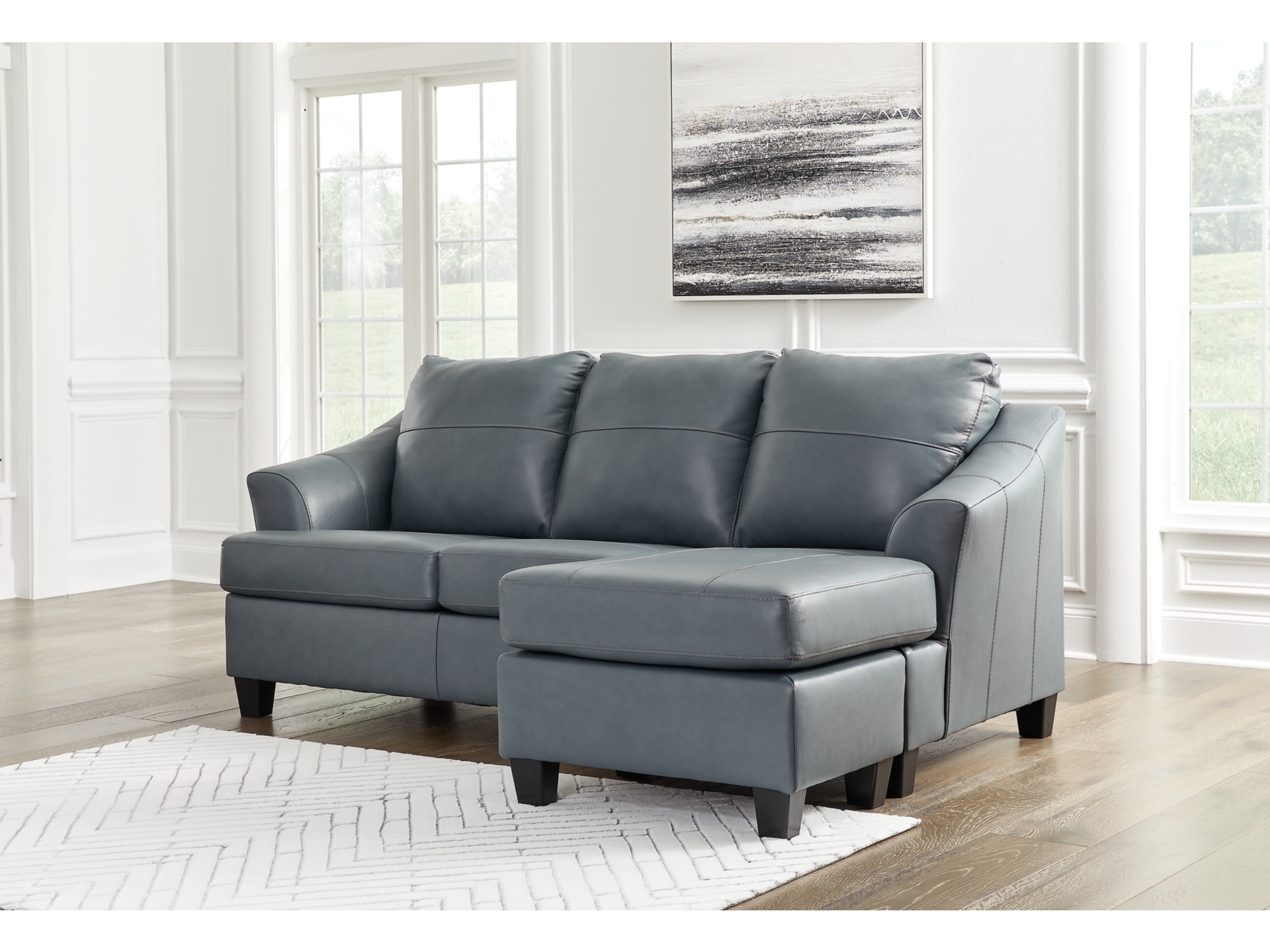Image 4 of Genoa Leather Sofa Steel 