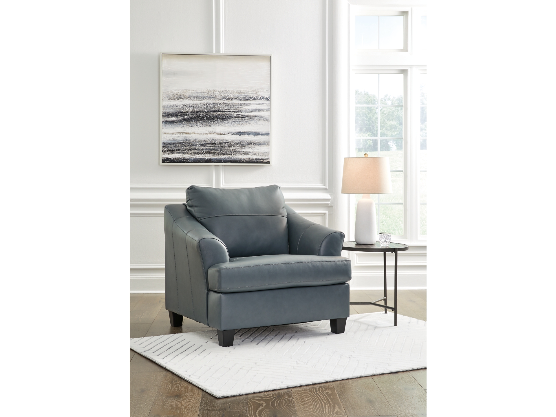 Image 2 of Genoa Leather Sofa Steel 
