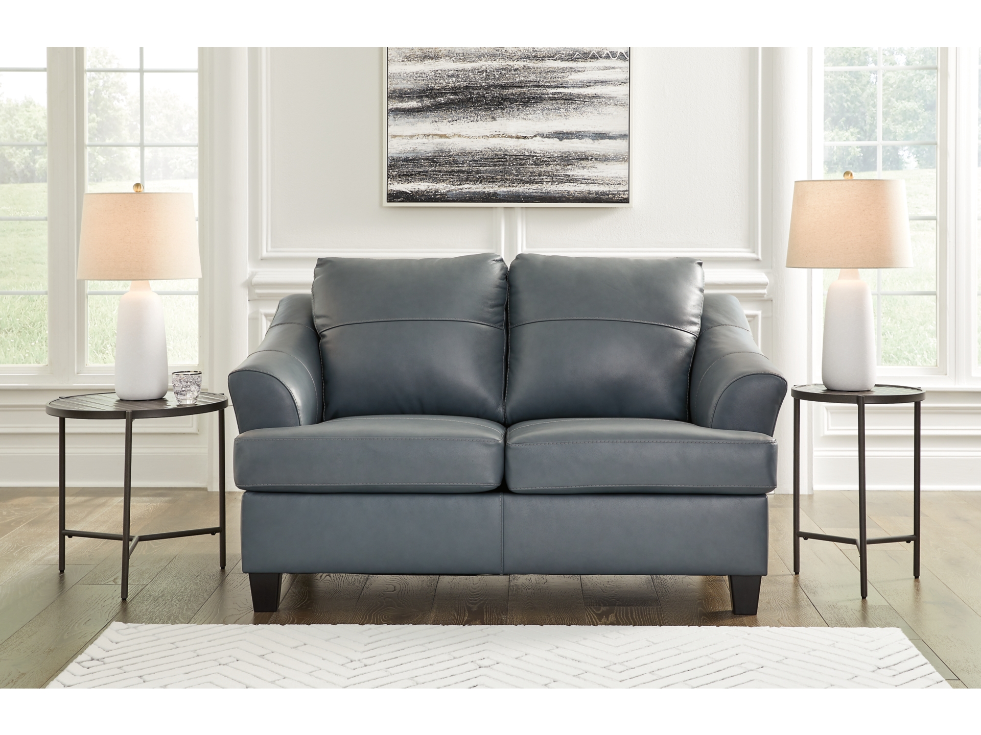 Image 1 of Genoa Leather Sofa Steel 