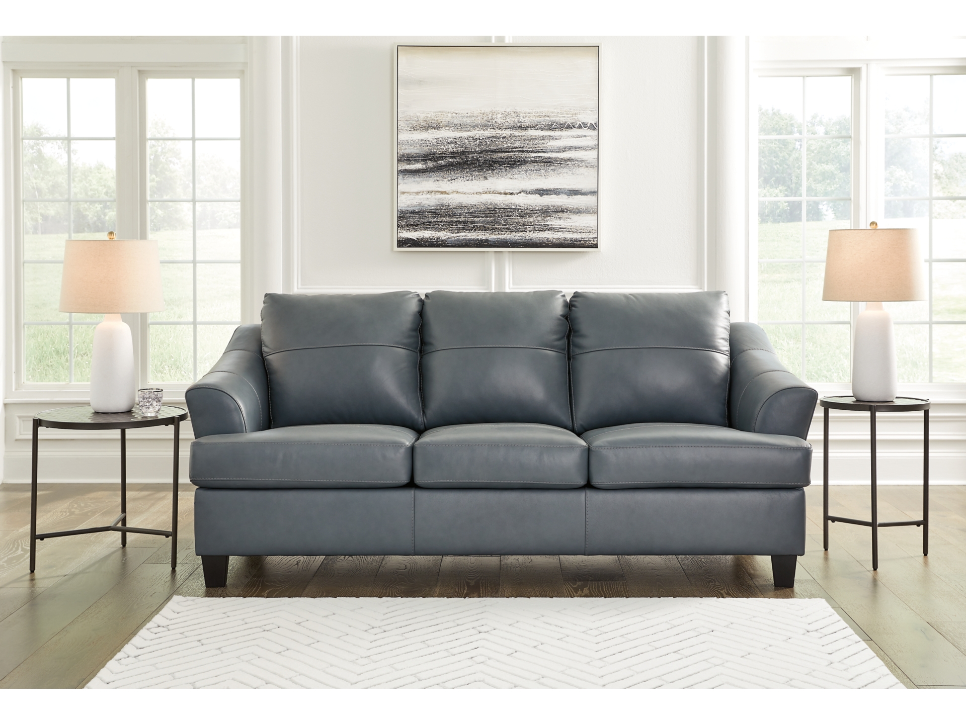 Image 0 of Genoa Leather Sofa Steel 