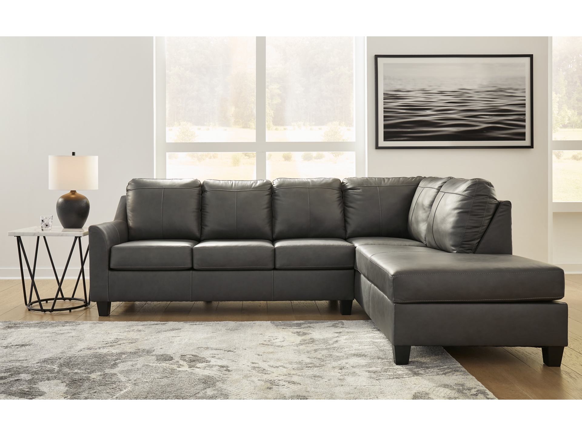 Image 1 of Valderno 2-Piece Leather Sectional with Chaise