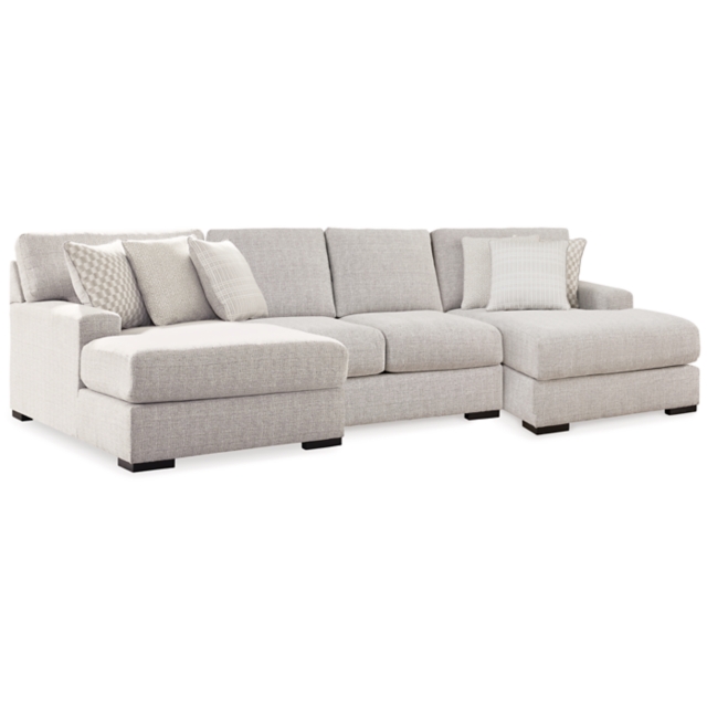 Larce 3-Piece Performance Fabric Sectional with Double Chaise