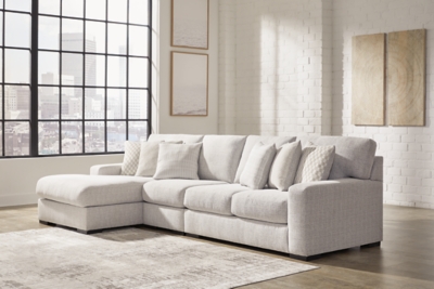 Larce 3-Piece Performance Fabric Sectional with Chaise, Stone