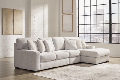 Larce 3-Piece Performance Fabric Sectional with Chaise, Stone