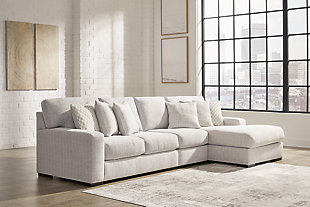 Larce 3-Piece Sectional with Chaise, Stone, rollover
