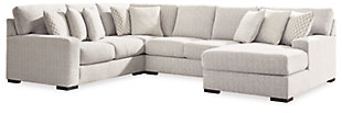 Larce 4-Piece Sectional with Chaise, Stone, large
