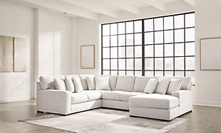Larce 4-Piece Sectional with Chaise, Stone, rollover