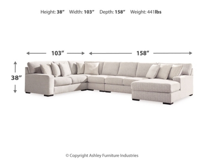Larce 5-Piece Sectional with Chaise, Stone, large