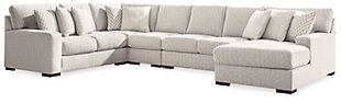 Larce 5-Piece Sectional with Chaise, Stone, large