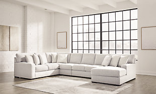 Larce 5-Piece Sectional with Chaise, Stone, rollover