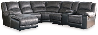 Nantahala 6-Piece Reclining Sectional with Chaise, Slate, large