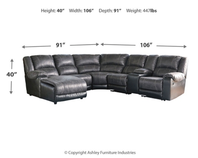 Nantahala 6-Piece Reclining Sectional with Chaise, Slate, large