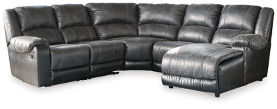 Nantahala 5-Piece Reclining Sectional with Chaise, Slate, large