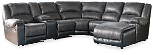 Nantahala 6-Piece Reclining Sectional with Chaise, Slate, large