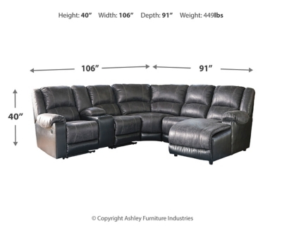 Nantahala 6-Piece Reclining Sectional with Chaise, Slate, large