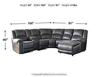 Manual Reclining Sectional With Chaise, Ashley Furniture Sectional Leather