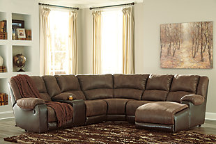 Nantahala 6-Piece Reclining Sectional with Chaise, Coffee, rollover