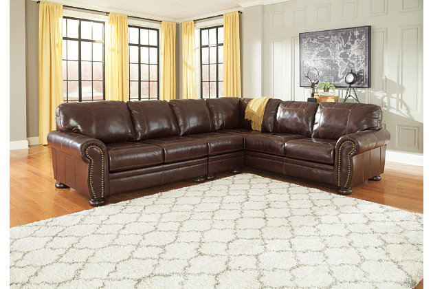 Banner 3 Piece Sectional Ashley, Faux Leather Sectional Sofa Ashley