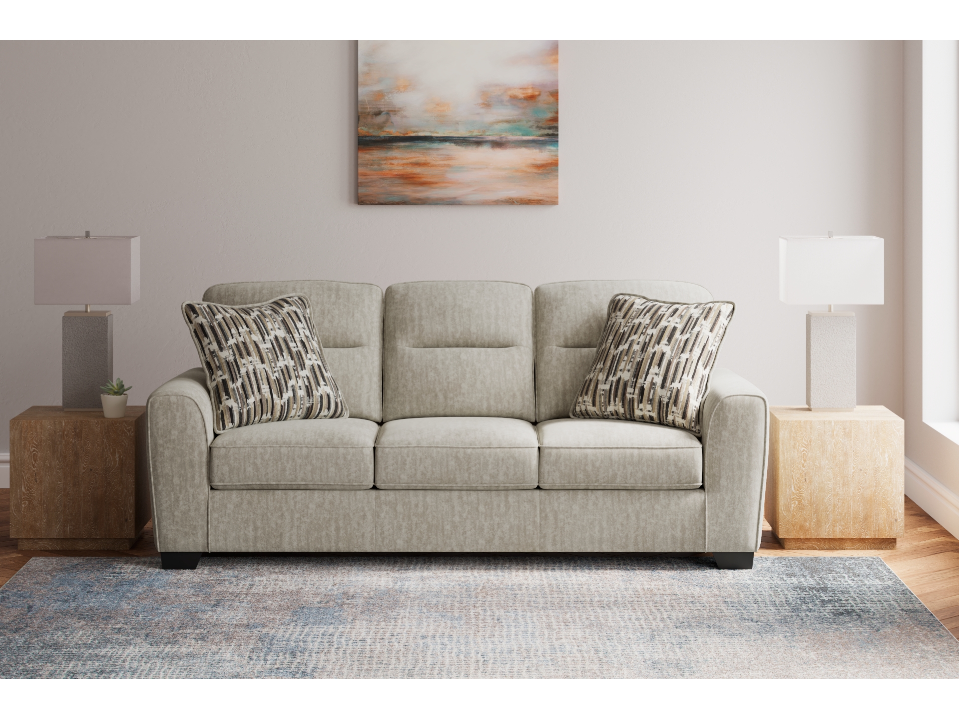 Lonoke Sofa Loveseat Chair ottoman Parchment 