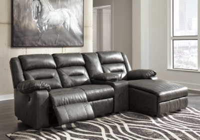 Coahoma 4-Piece Reclining Sectional with Chaise, Dark Gray, large