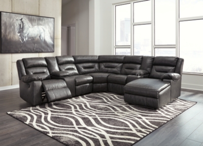 Coahoma 7-Piece Reclining Sectional with Chaise, Dark Gray, large