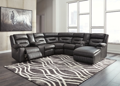 Coahoma 7-Piece Reclining Sectional with Chaise, Dark Gray, large