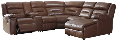 Coahoma 7-Piece Reclining Sectional with Chaise, Chestnut, large